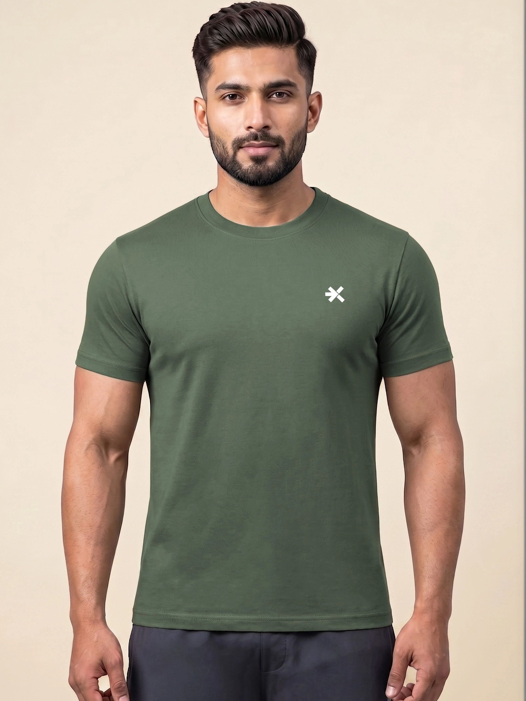 HRX by Hrithik Roshan Men Brand Logo Pure Cotton T-Shirt