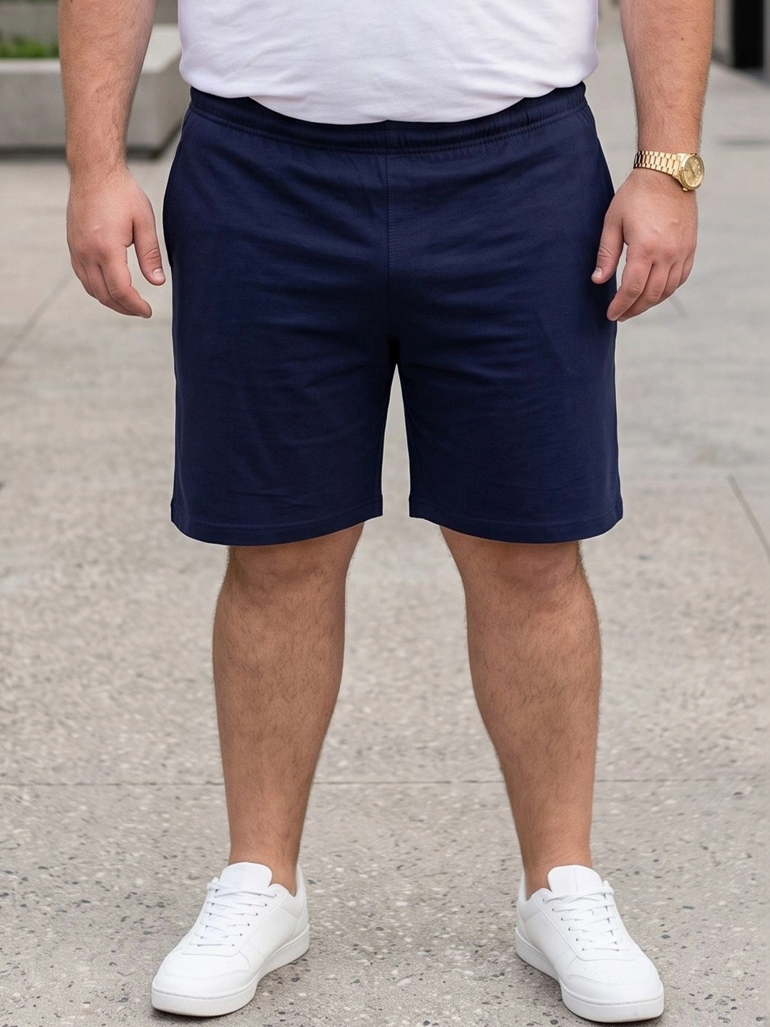 bigbanana Men Navy Blue Mid-Rise Sports Shorts