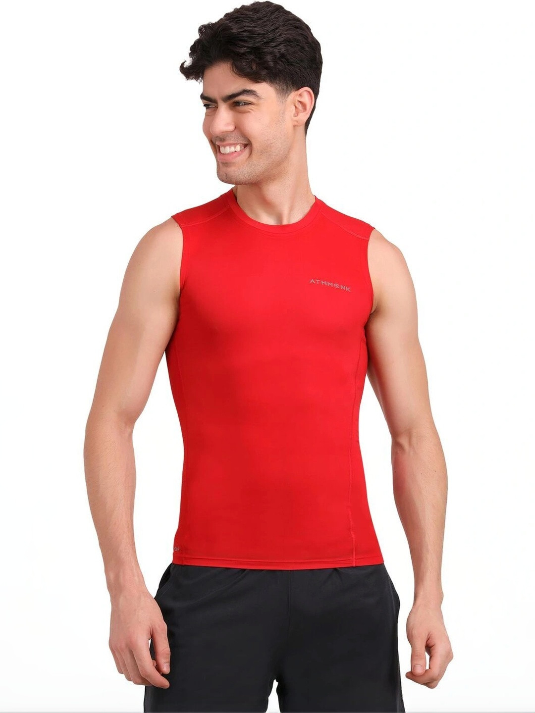 Athmonk Men Compression Body Shaper Gym T- Shirt Vest Tank