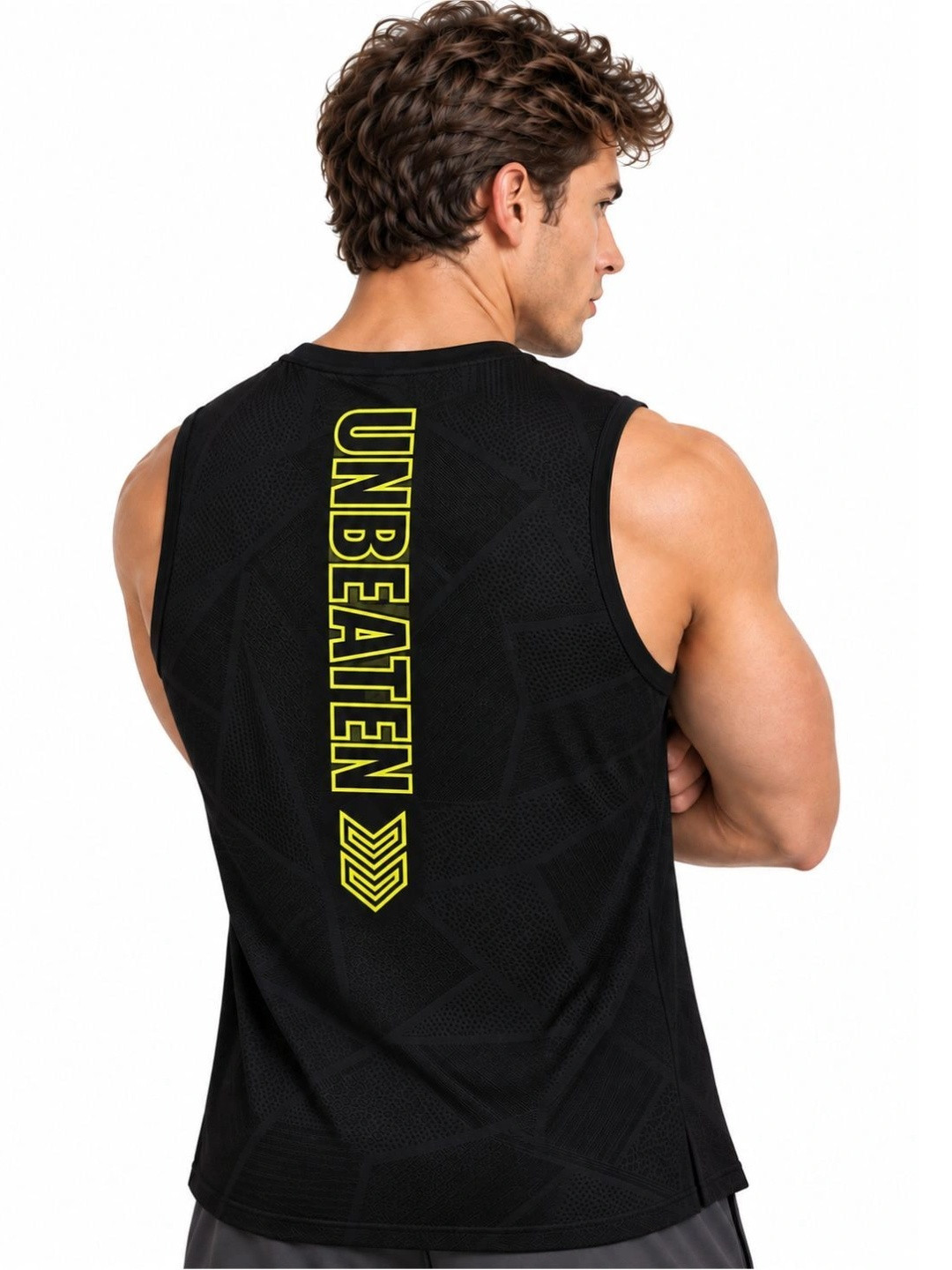 UNBEATEN Black Sleeveless Gym Workout T-Shirt