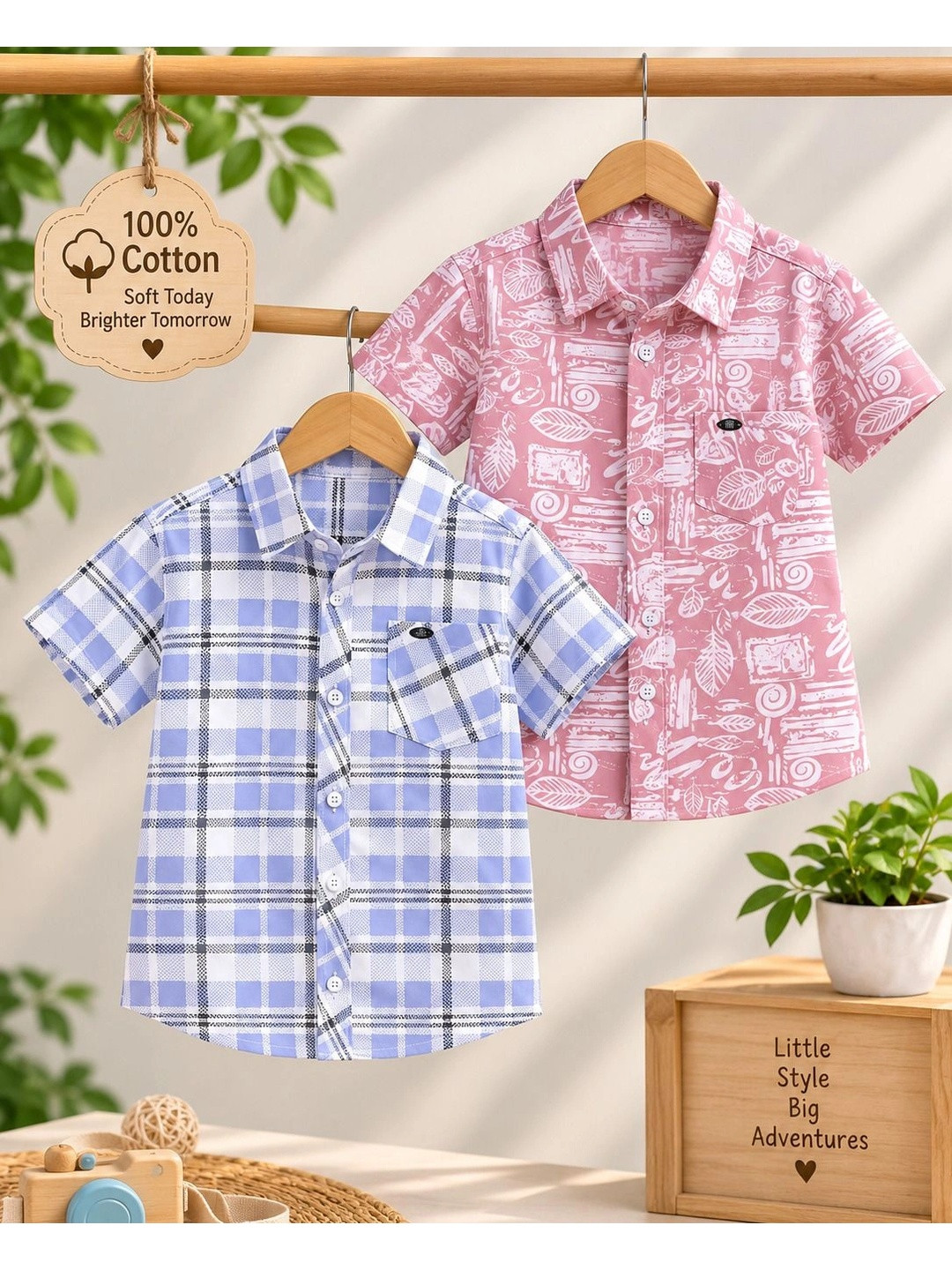 Toonyport Boys Pack Of 2 Conversational Printed Cotton Casual Shirt