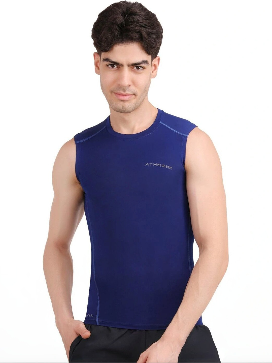Athmonk Men Compression Body Shaper Gym T- Shirt Vest Tank