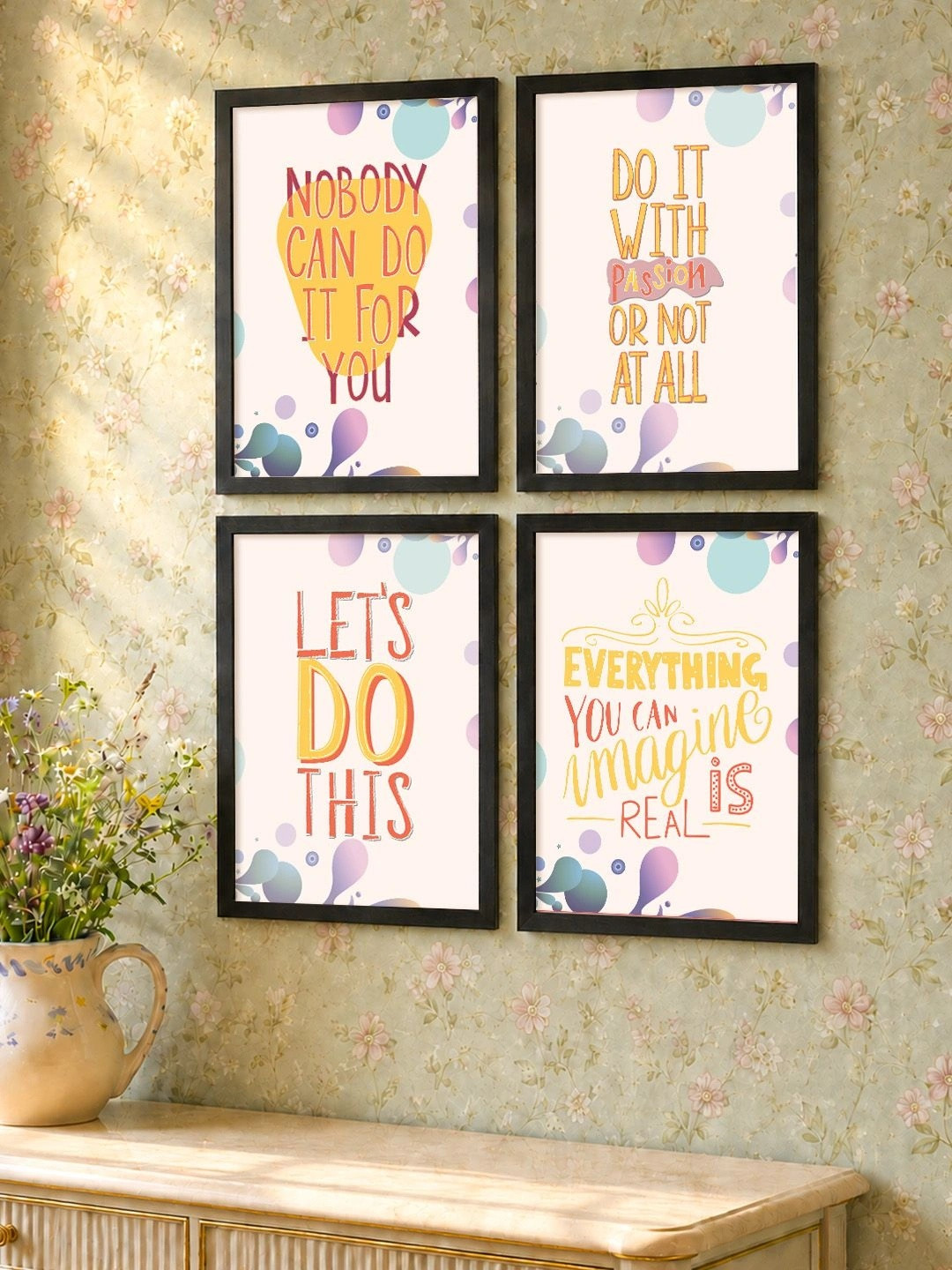 Art Street Motivational Wood 4 Piece Wall Rectangle Paintings Wall Art - 12 x 8In