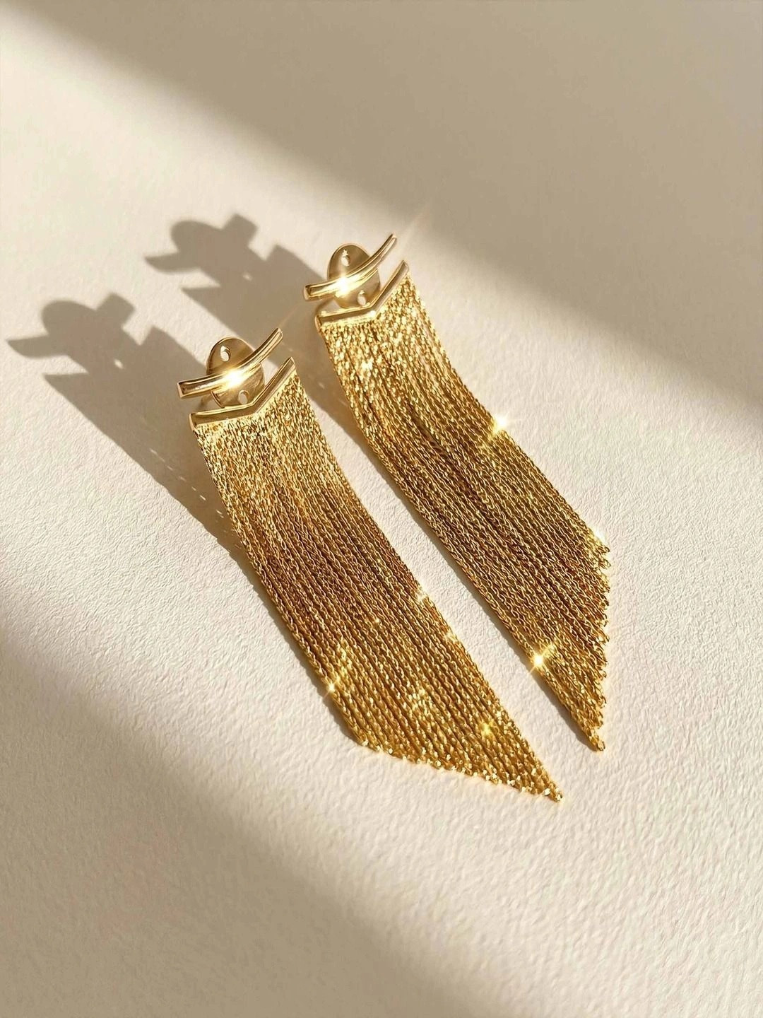Amalfa Women 18K Gold Plated Long Tassel Dangle Earrings