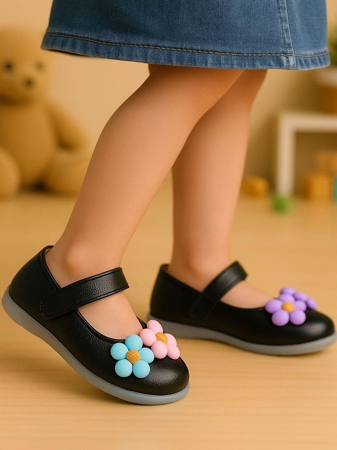Footpedia Girls Embellished Party Bows Flats