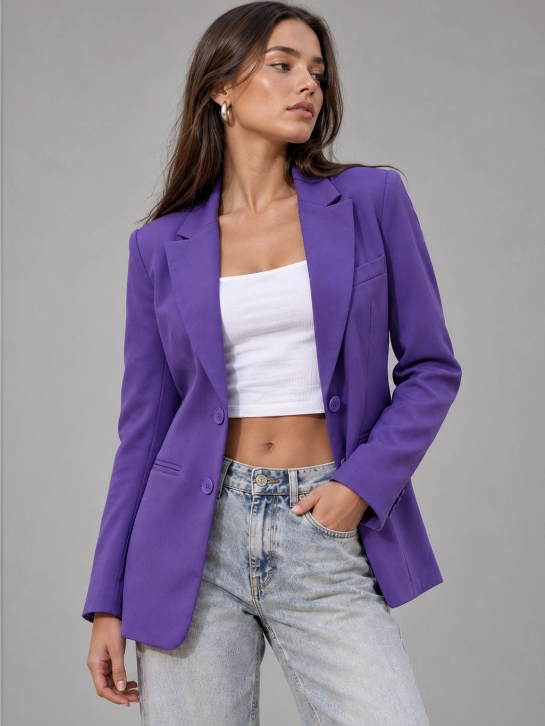 WORK IT by STREET 9 Notched Lapel Collar Slim-Fit Single-Breasted Formal Blazer