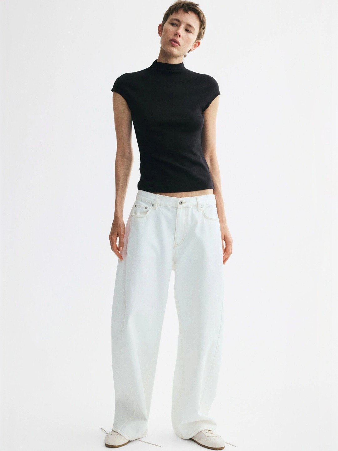 H&M Stand-Collar Jersey Top