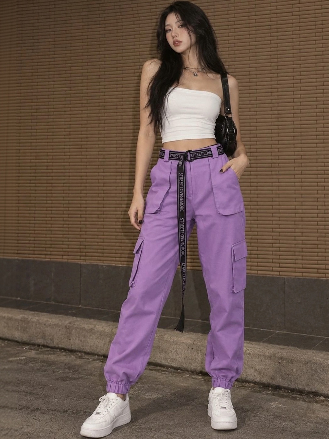 STREET 9 Women Lavender Regular Fit Solid Joggers