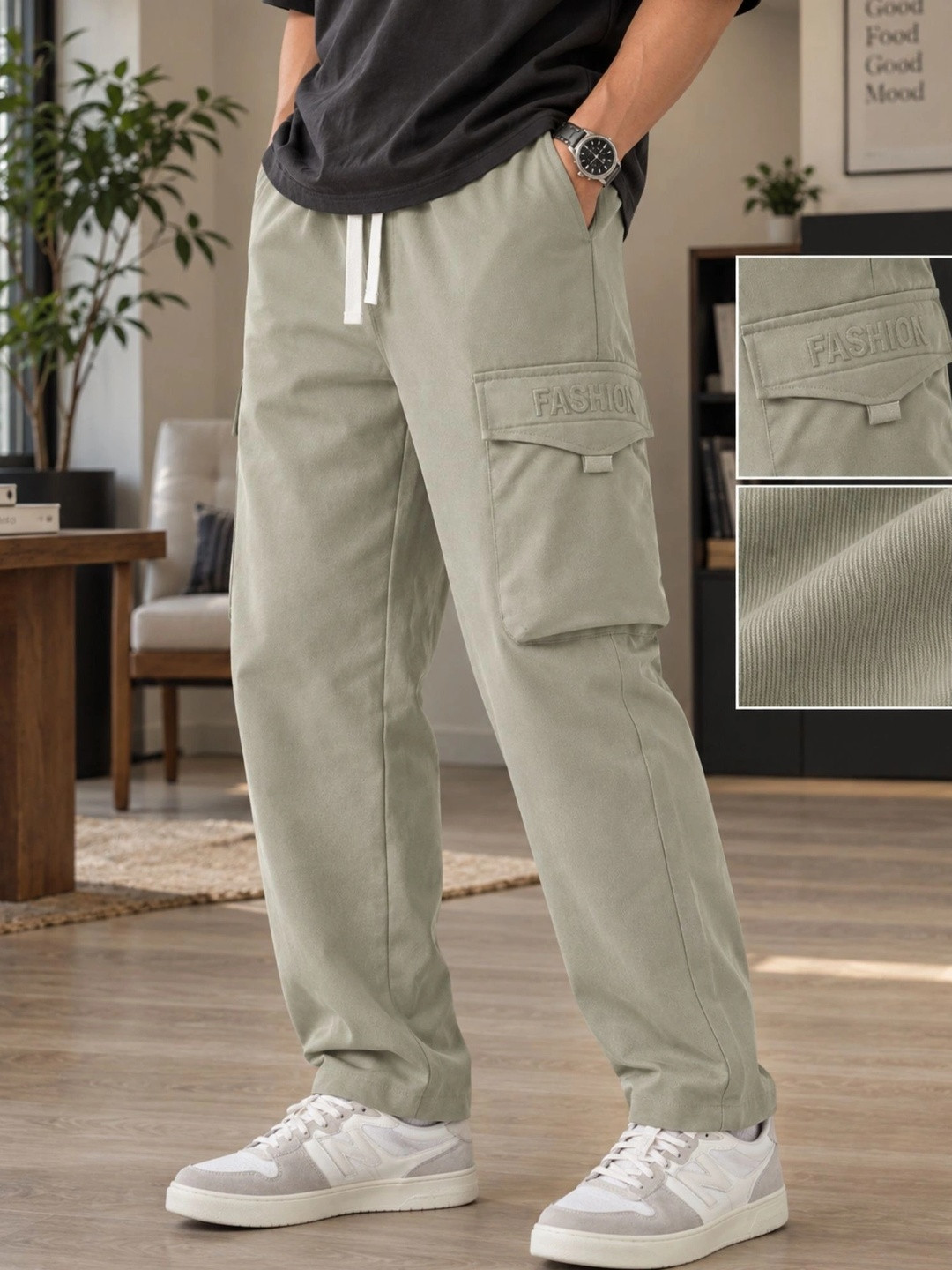Maniac Men Relaxed Fit Typography Cargos