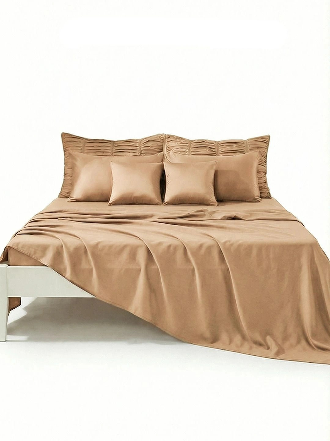 Zarf Tan Microfiber 350 TC Double King Bedsheet Set 108x108 Inches