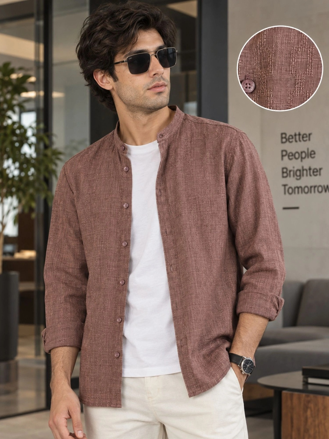 Maniac Men Self Jacquard Casual Shirt