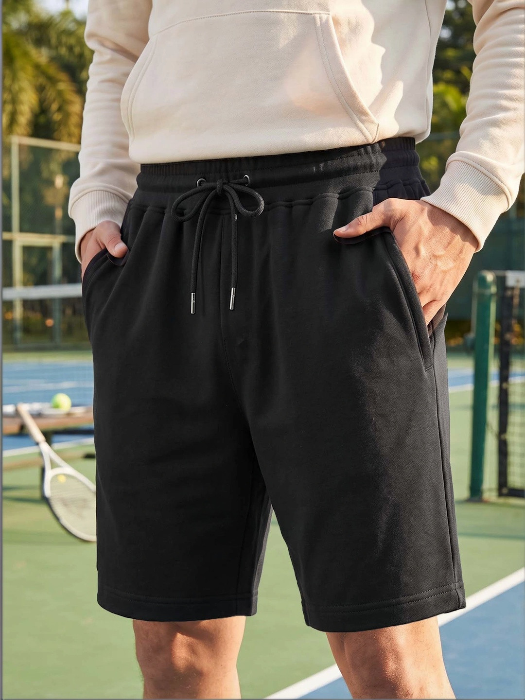 TOM MILTON Men Black Knee Length Pure Cotton Shorts