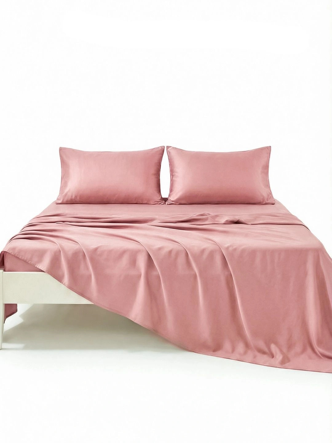 Zarf Pink Solid Microfiber 350 TC Double King Bedsheet Set 108x108 In