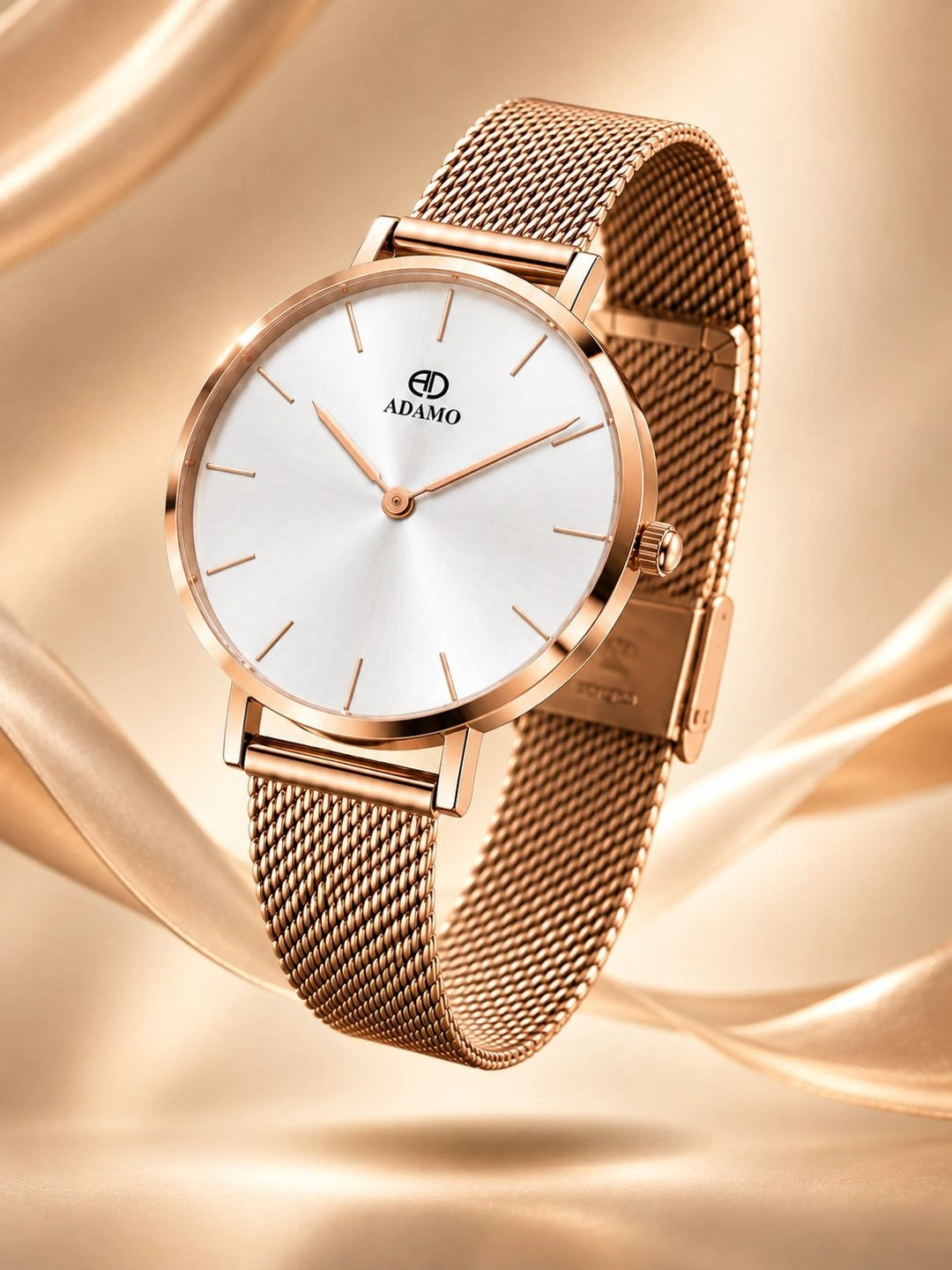 ADAMO Women Brass Dial & Stainless Steel Bracelet Style Straps Analogue Watch 336KKM01