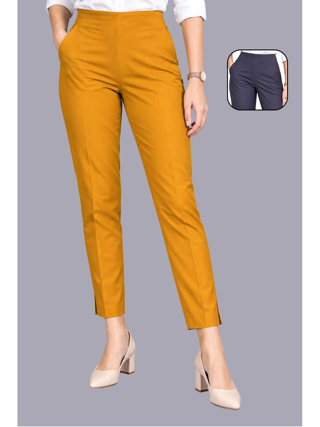 Dollar Missy Women Pack Of 2 Cotton Super Soft Stretch Pant With Pocket