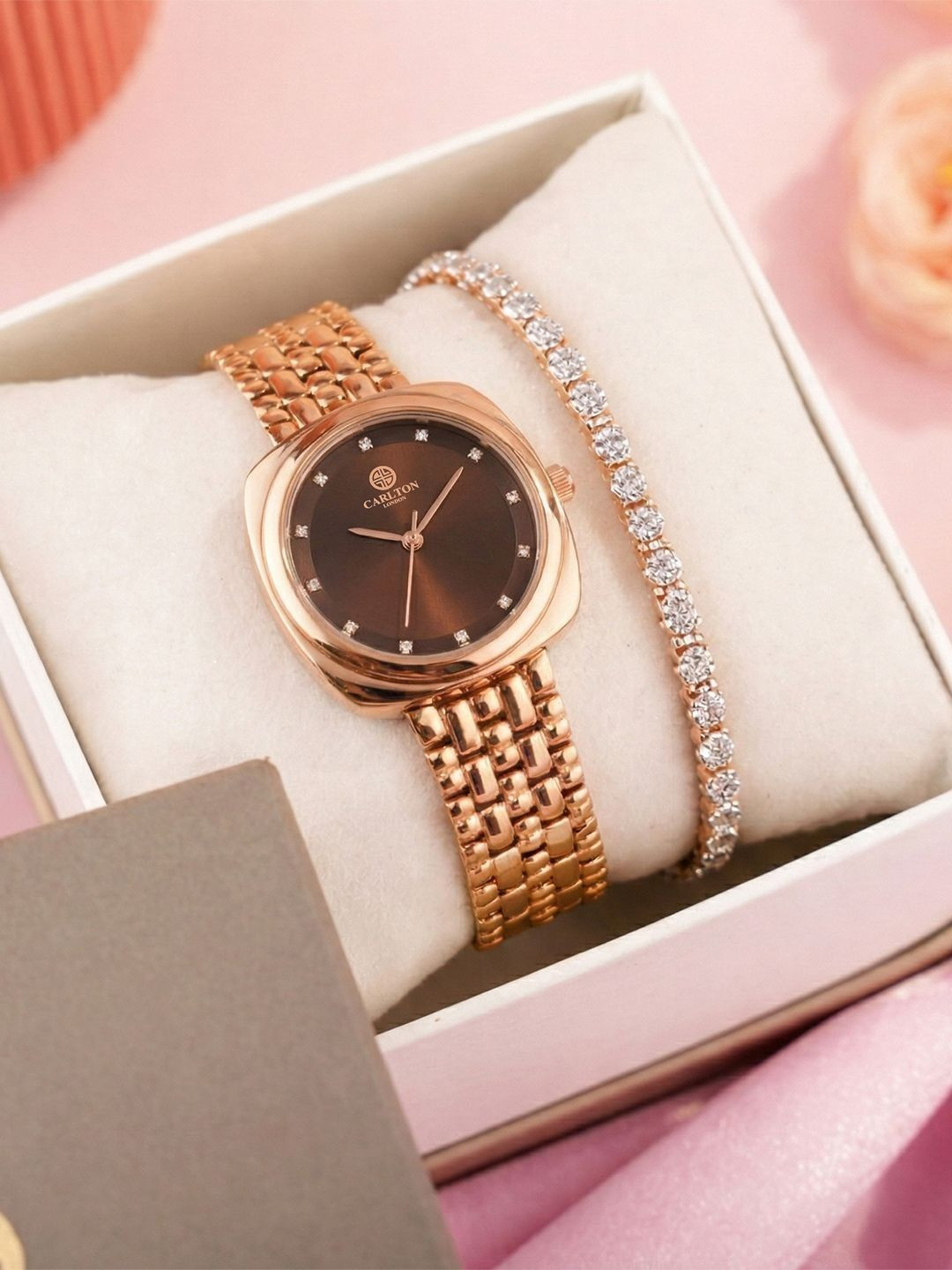 Carlton London Set Of 2 Textured Watch Gift Set CLPLG120