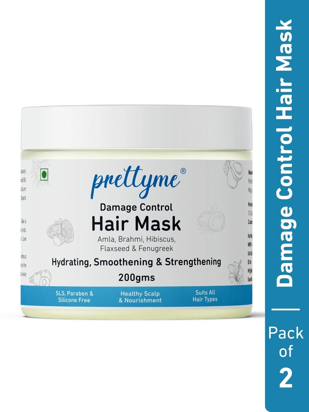 Prettyme 2Pcs Avocado Damage Control Hydrating Hair Mask for Women & Men -200gm Each
