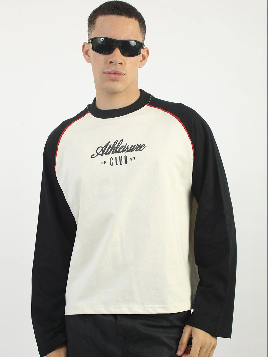 Maniac Men Typography Colourblocked Boxy T-shirt - Image 1