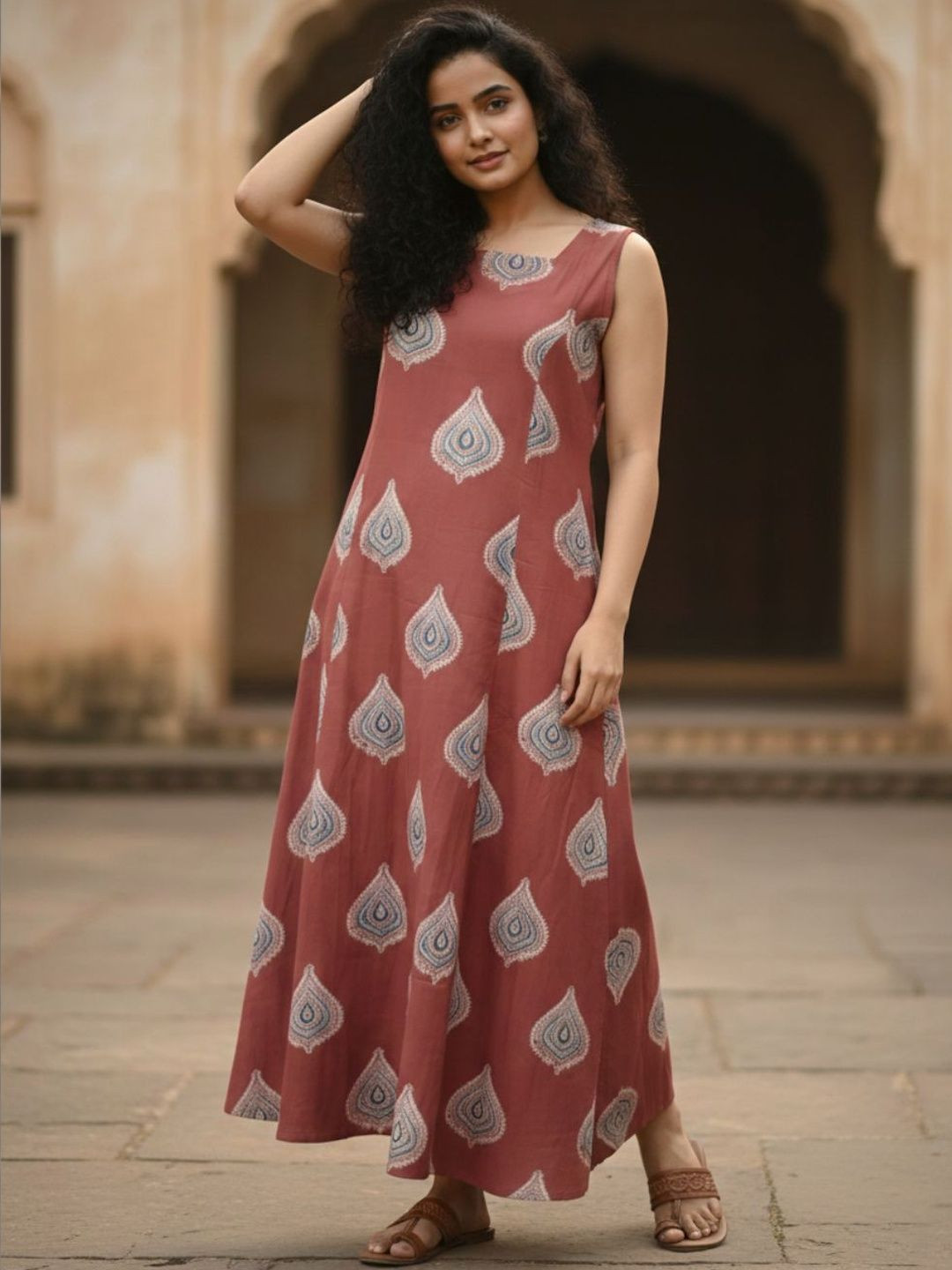 AADVIKA women Print A-Line Maxi Dress
