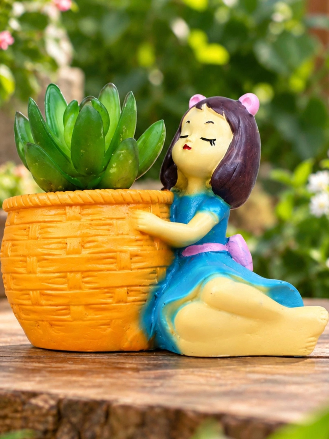 Wonderland Orange & Blue Girl Planter