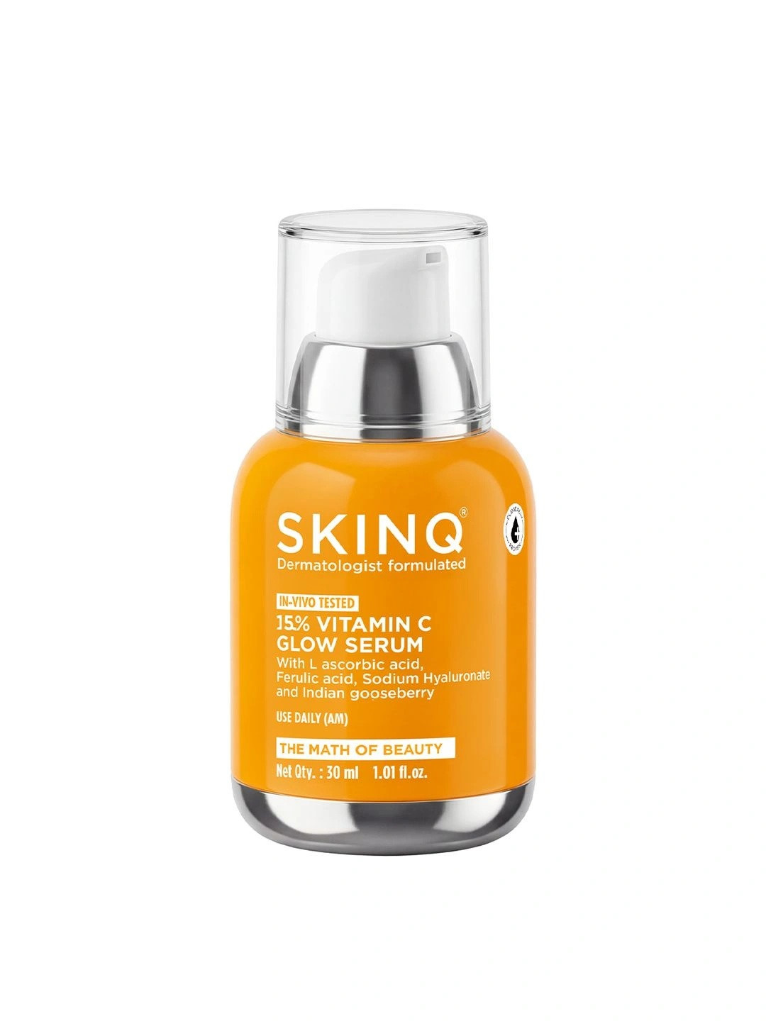 SkinQ15% Vitamin C Glow Serum with L-Ascorbic Acid to Brighten Skin & Reduce Tan - 30 ml