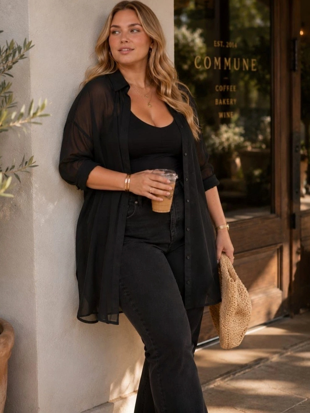 CURVY STREET Women Boxy Sheer Casual Shirt