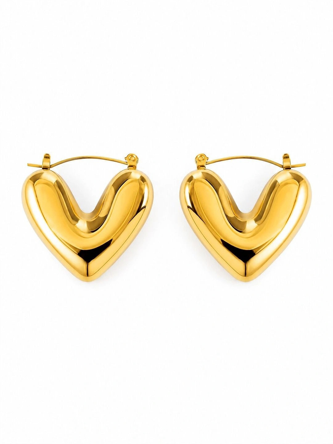 DIVING SWAN Women 18K Thick Gold Plated Aahana Curved Heart Hoops Earrings