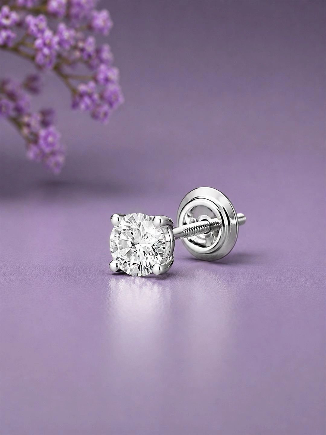 Caratiro 925 Sterling Silver Round Shape White Studs Earrings