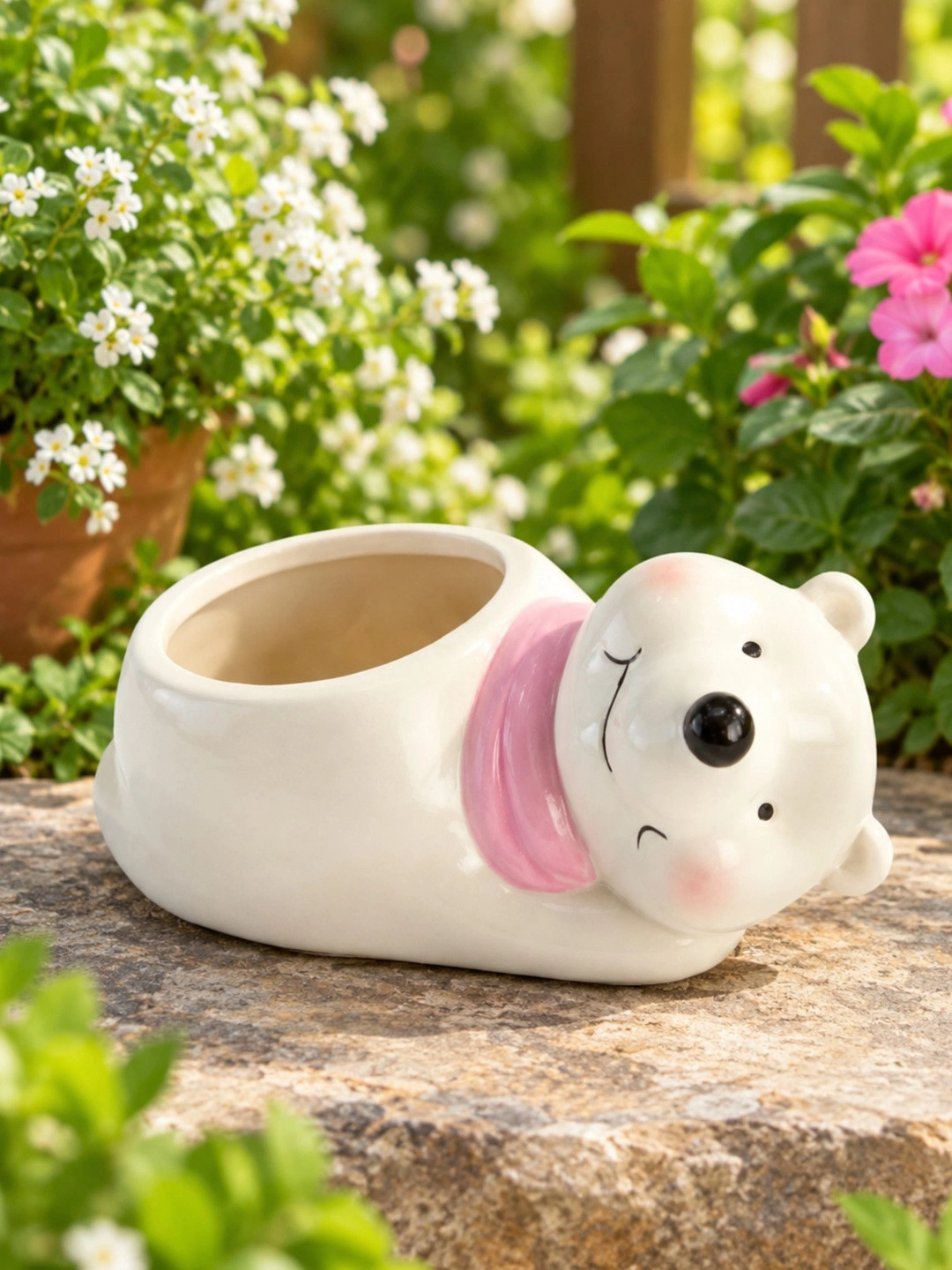 Wonderland White Polar Bear Whimsical Planters