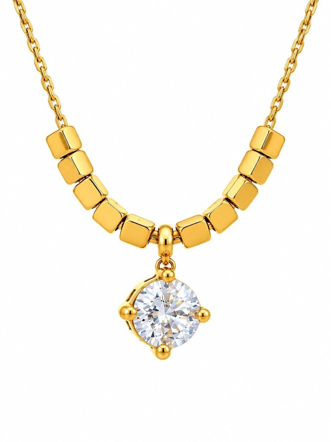 DIVING SWAN Women 18K Thick Gold Plated Jade Prism Collar Drop Necklace