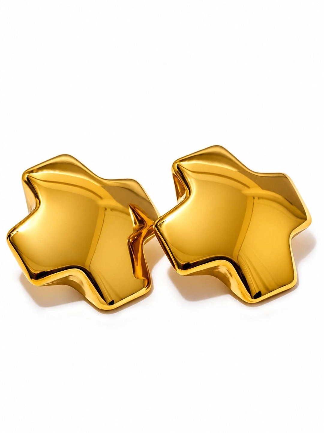 DIVING SWAN Women 18K Thick Gold Plated Tara Gear Mini Hoops Earrings