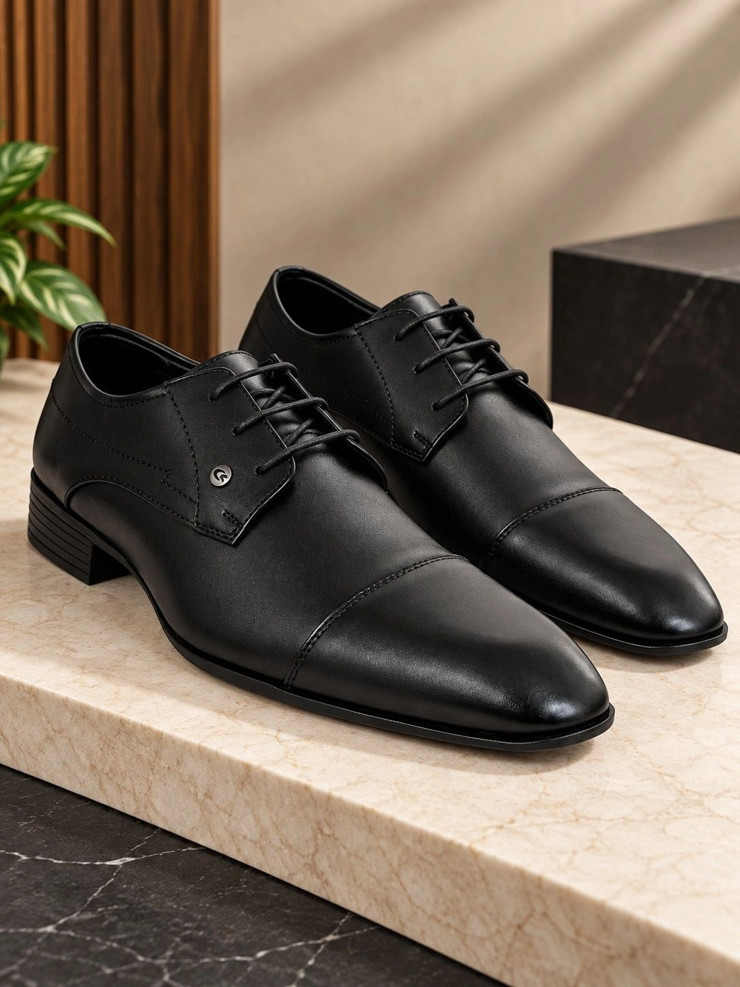 Allen Cooper Men Leather Lace Ups Formal Derbys Shoes