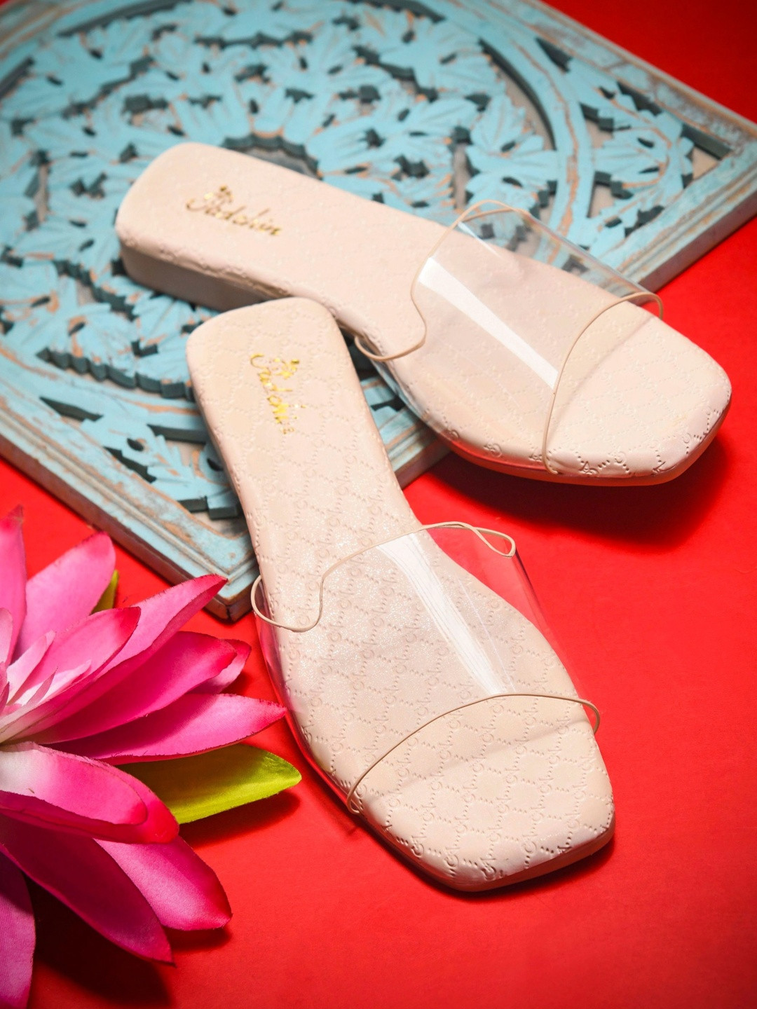 Padchin Women Woven Design Slip-On Open Toe Flats