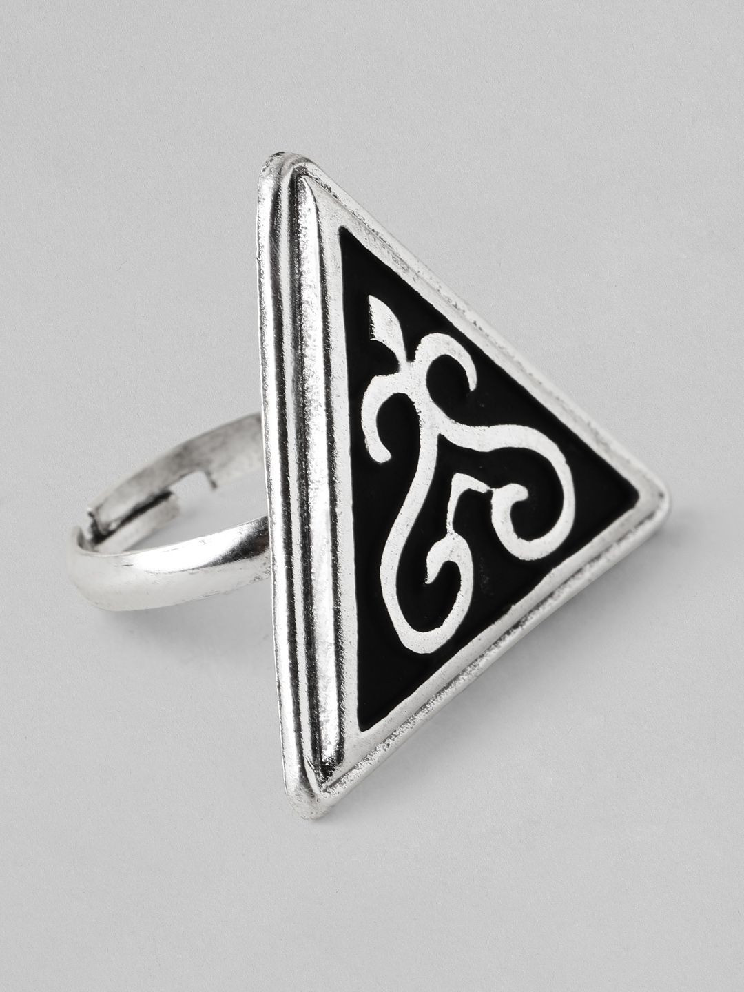 Rubans Oxidised Silver-Plated Enameled Handcrafted Adjustable Finger Ring