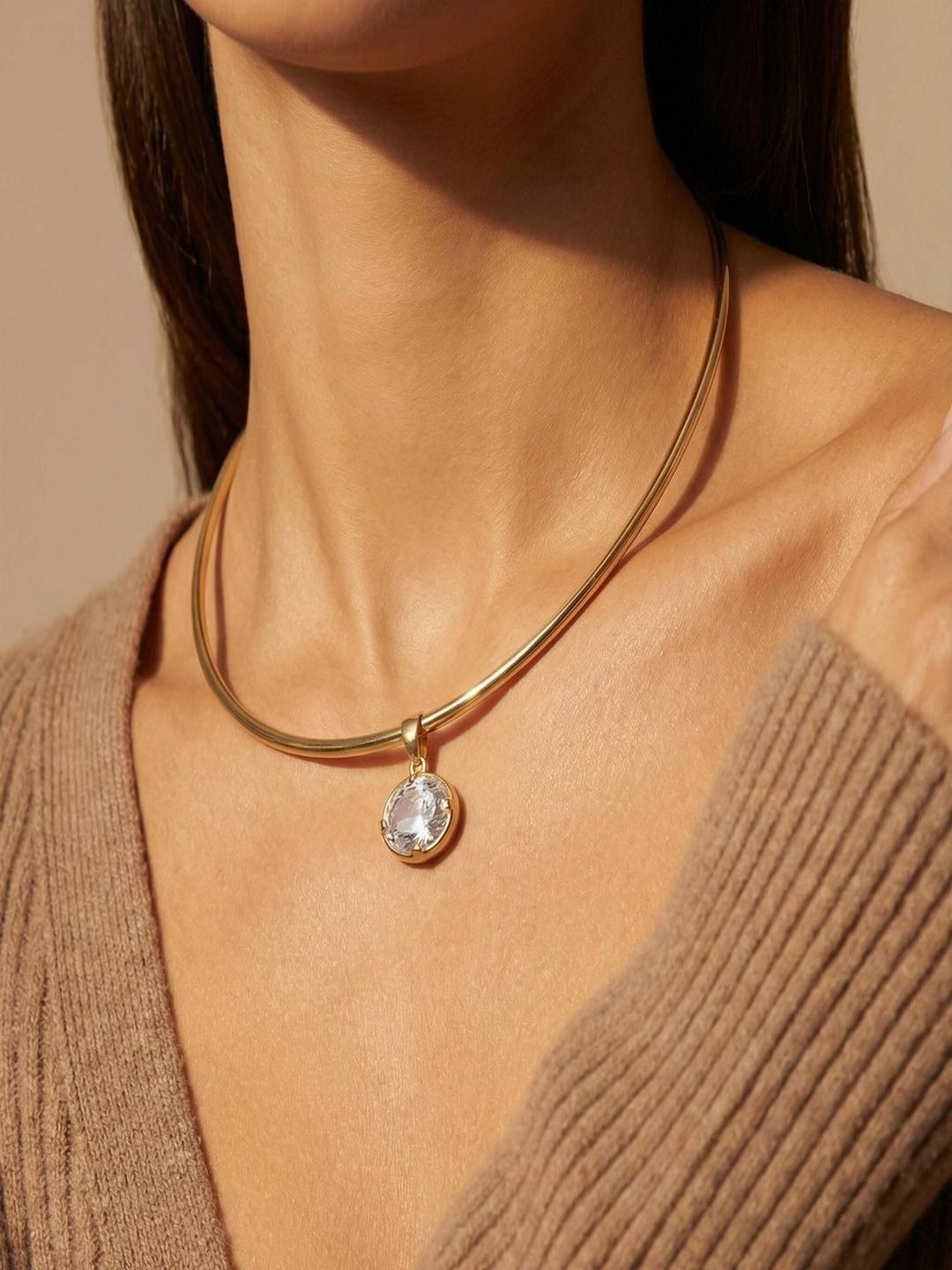 Amalfa Women 18K Gold Plated Stylish Coin Pendant Choker Necklace