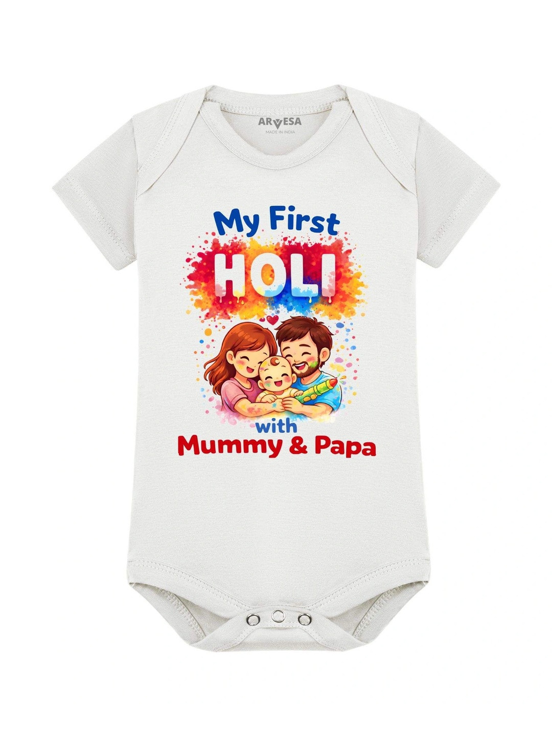 Arvesa Infants My First Holi Printed Romper
