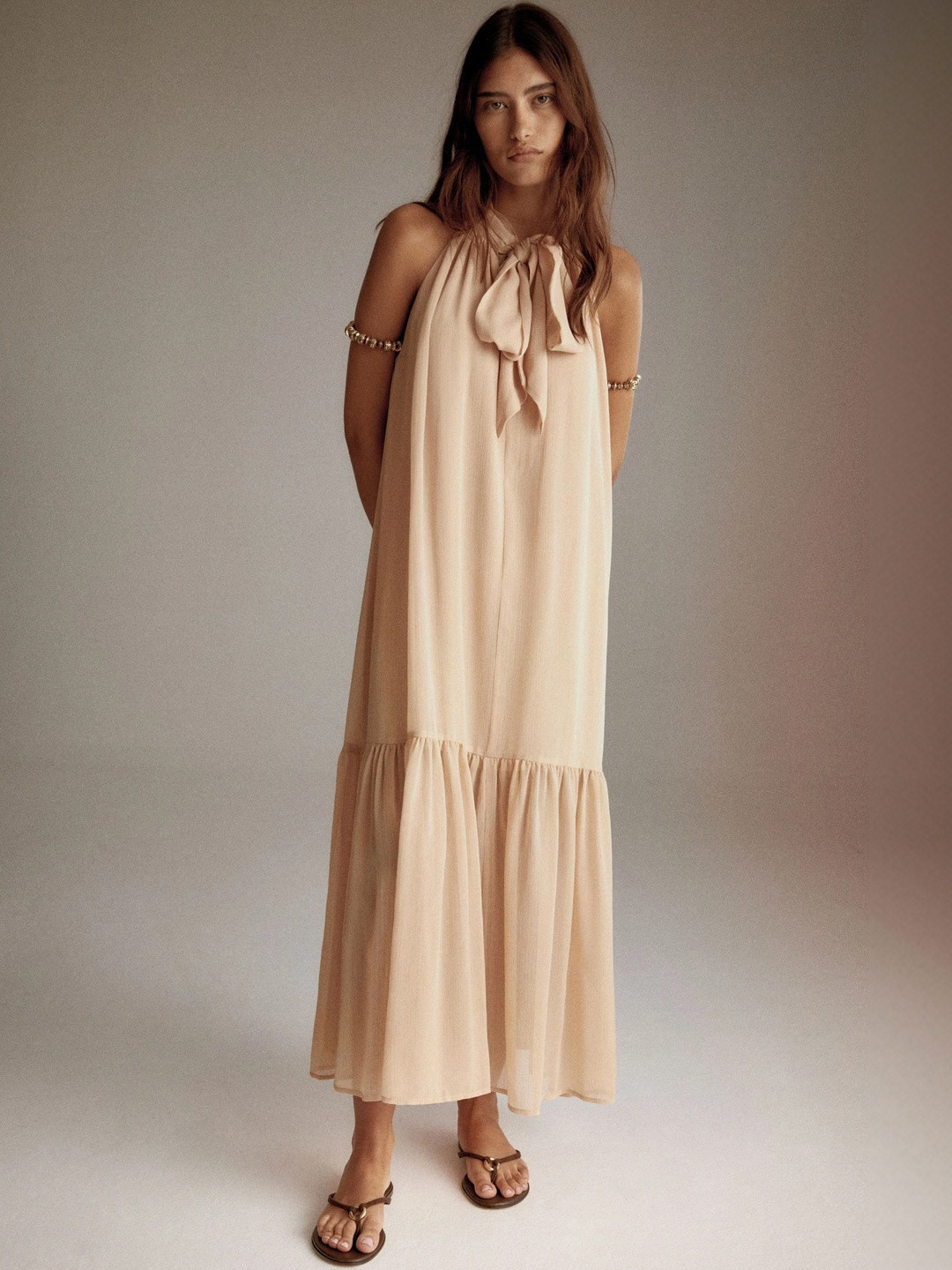 H&M Bow-Collar Maxi Dress