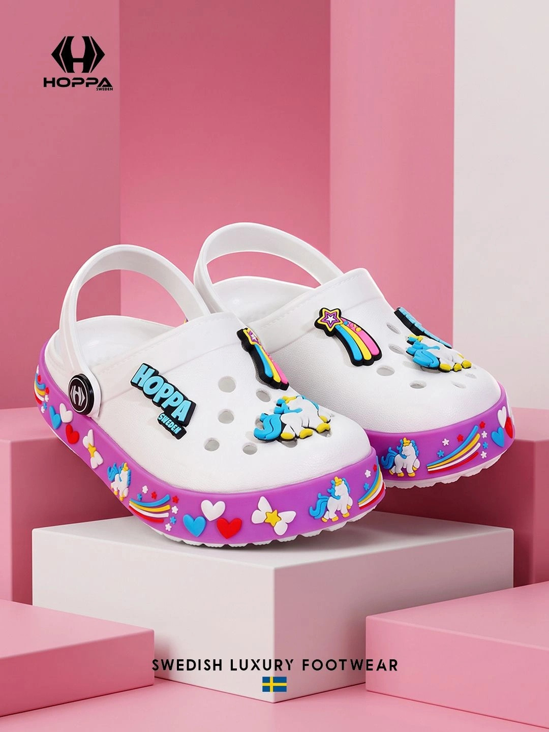 Hoppa Kids Star White Kids Clogs