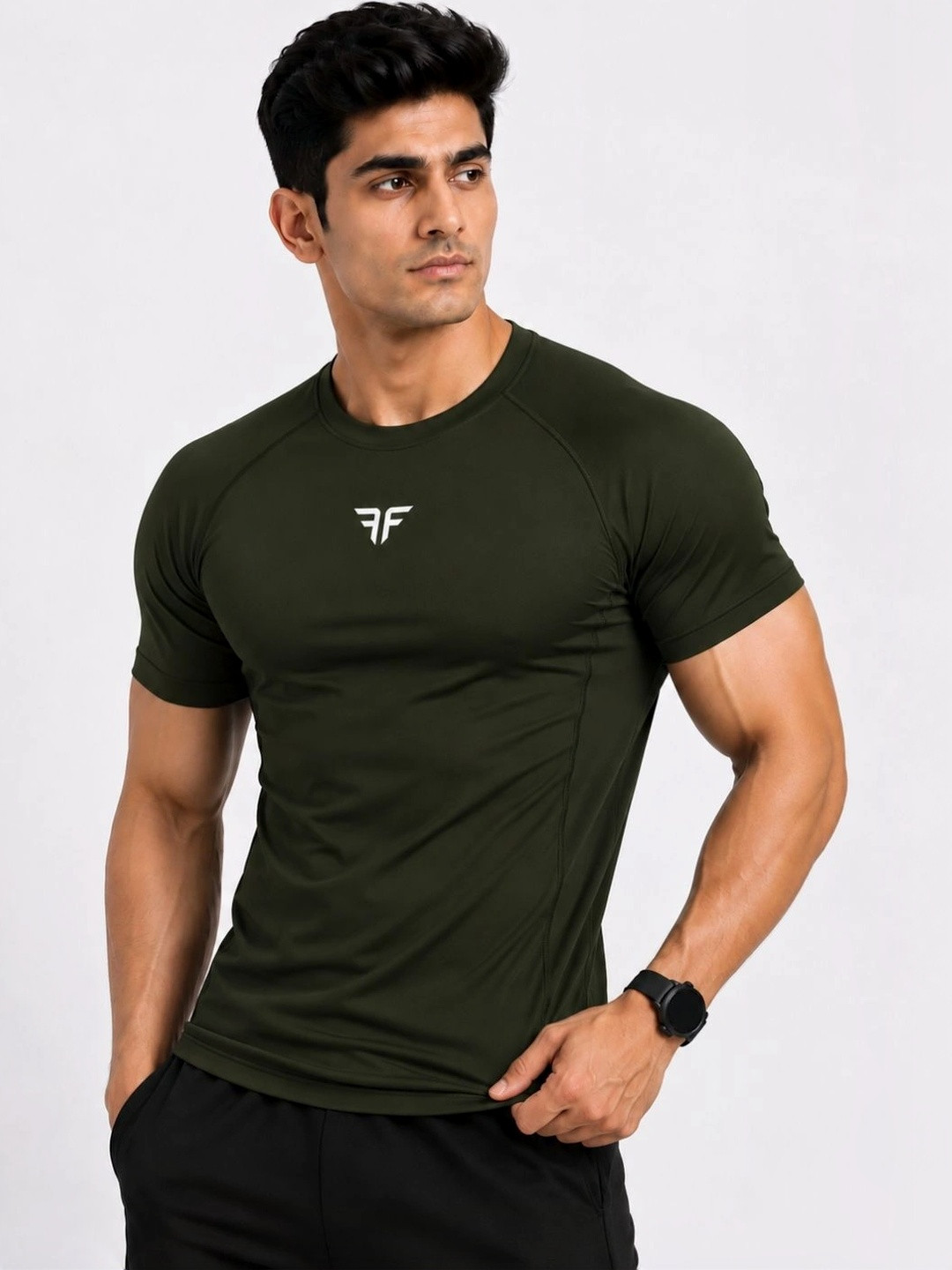 BRUTE FORCE Men Brand Logo Compression T-shirt