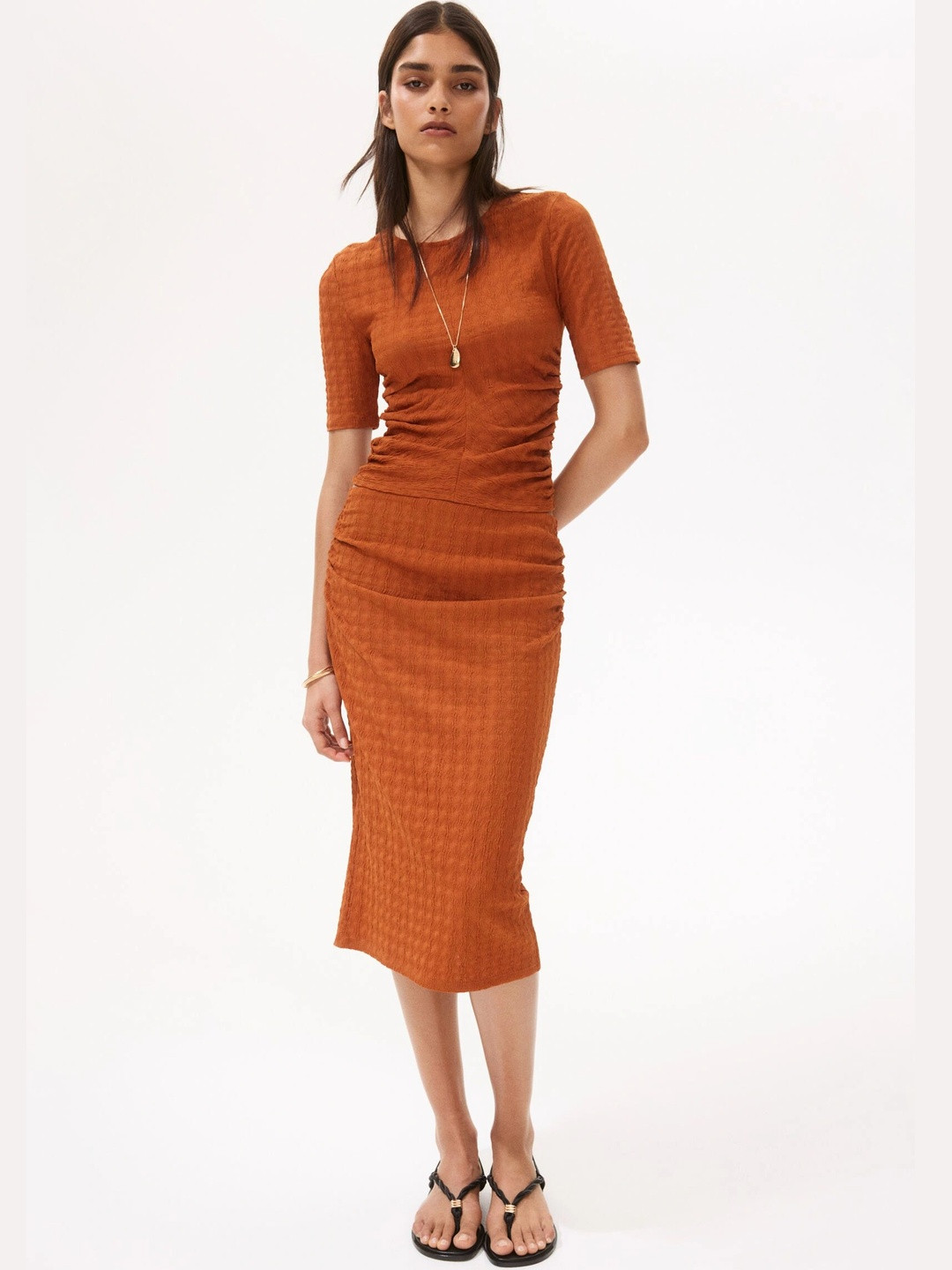 H&M Textured Jersey Midi Skirt