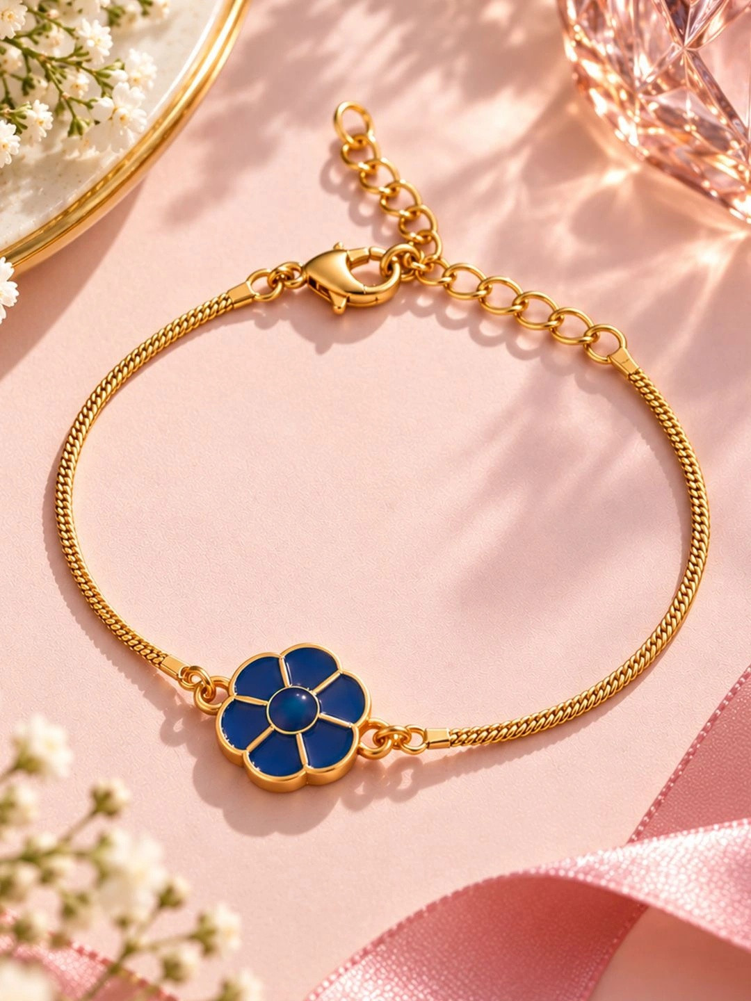 Estele Women Enamelled Gold-Plated Charm Bracelet
