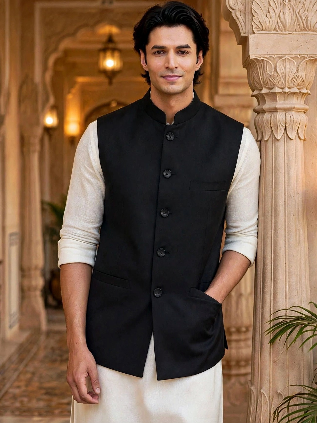 BAESD Bandhgala Mandarin Collar Nehru Jacket