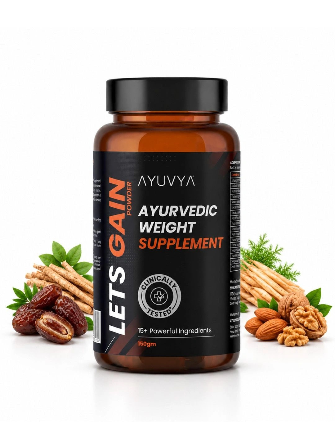 Ayuvya Lets Gain Powder for Male & Female Helps in Improve Weight & Muscle Mass - 150g