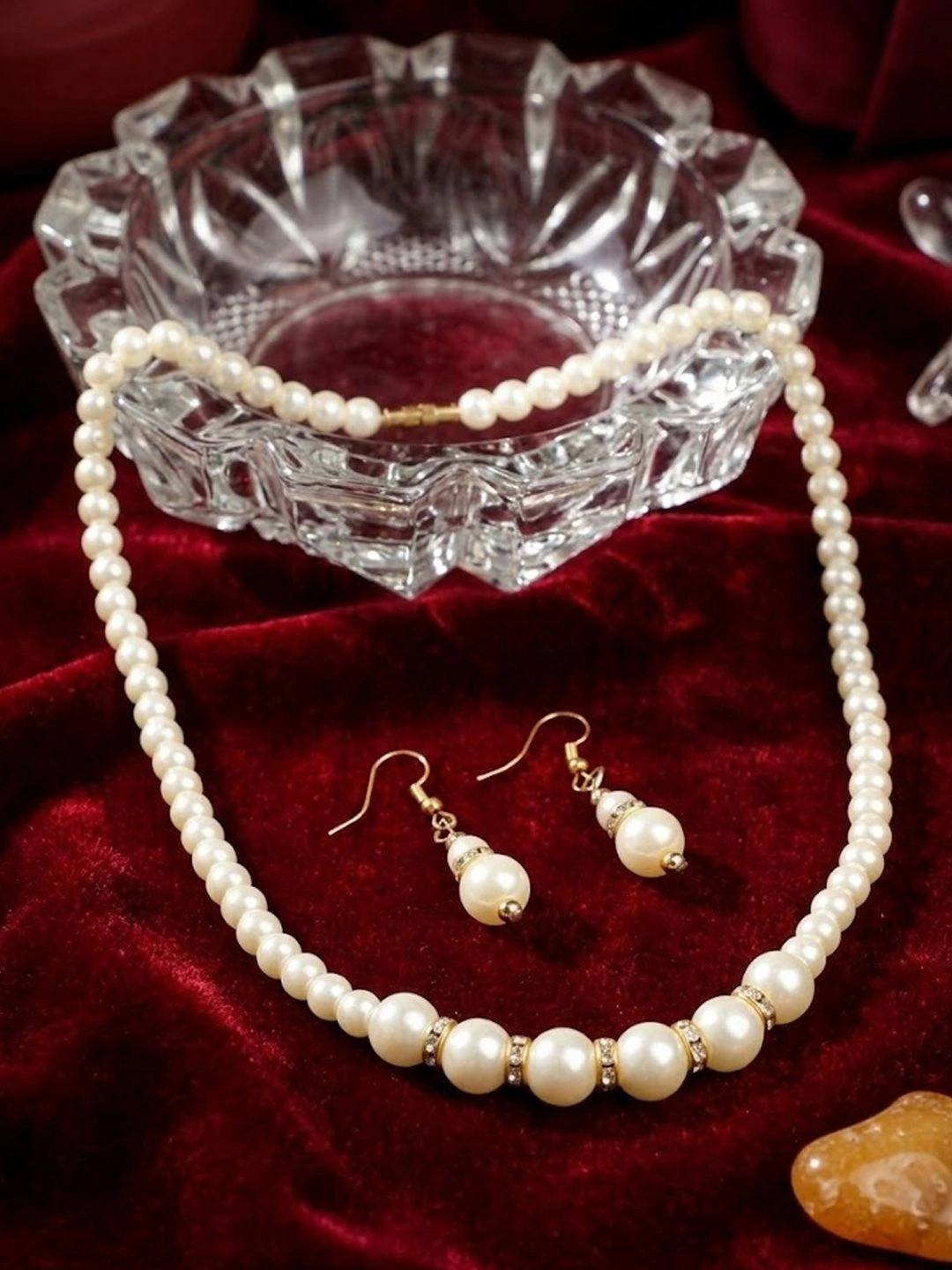 ANIKAS CREATION Gold-Plated Stone-Studded Beaded Jewellery Set