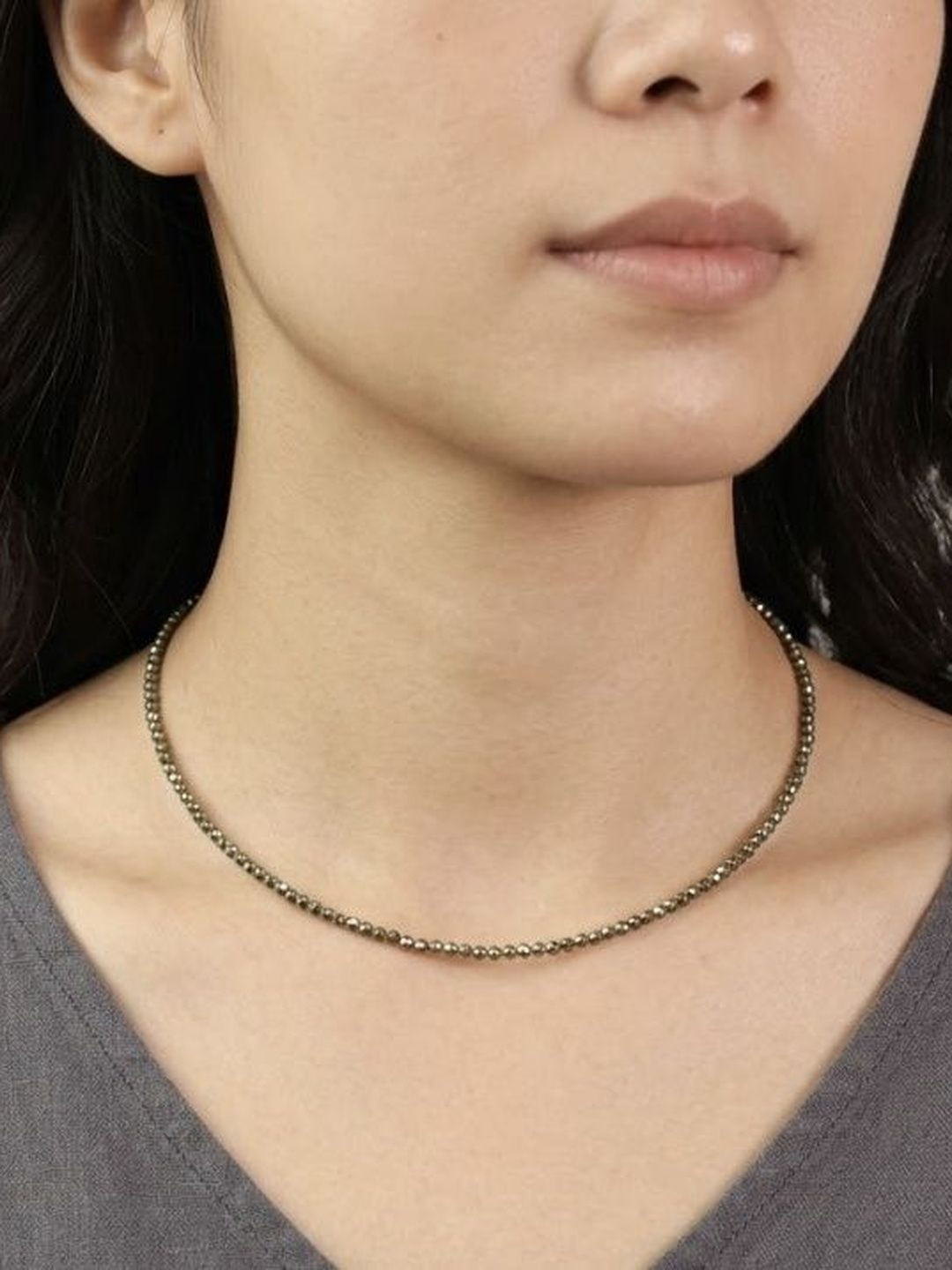 Radheya Gems Pyrite Faceted Silver-Plated Handcrafted Necklace