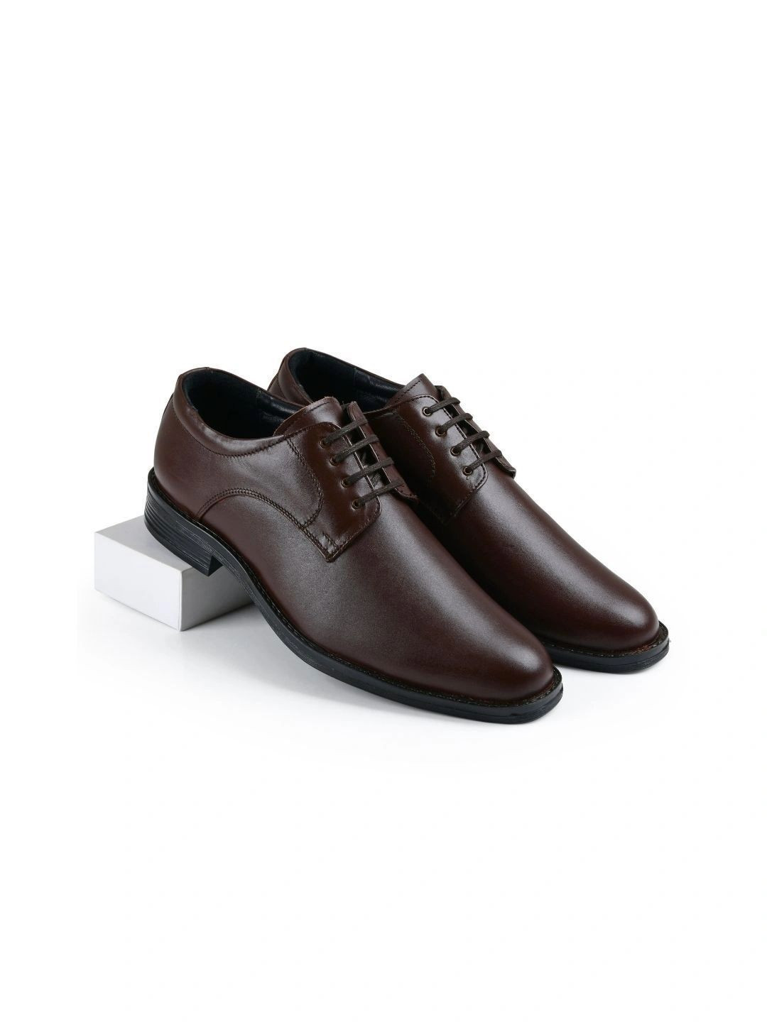 Chardonnay Men Premium Genuine Leather Brown Cushioned Resyn Derby Formal Shoes