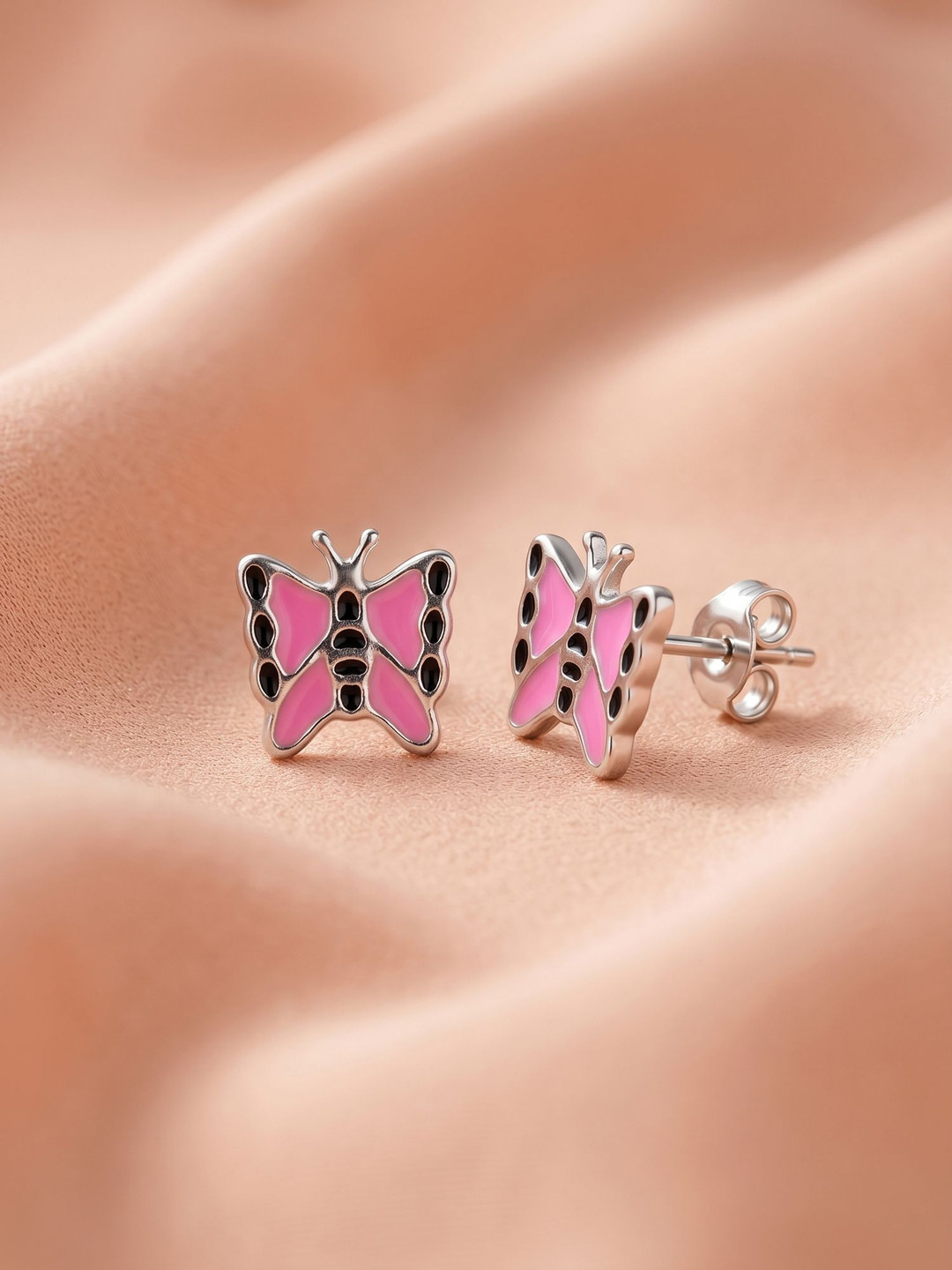 925 SILLER 925 Pure Sterling Silver Butterfly Inspired Stud Earrings