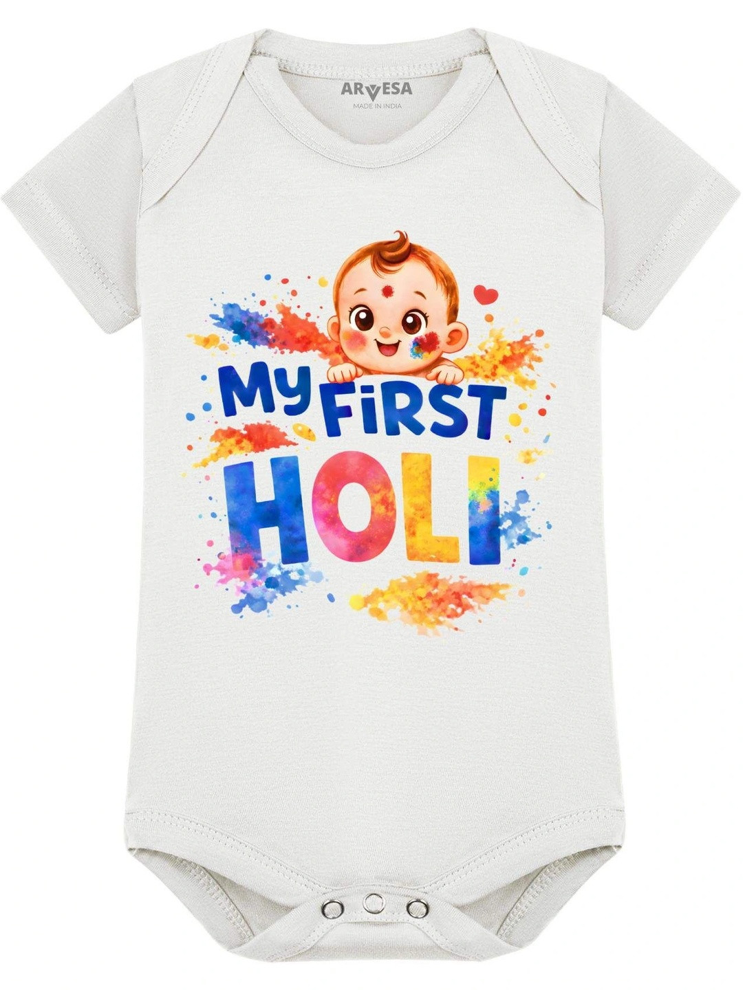 Arvesa Infants My First Holi Printed Romper
