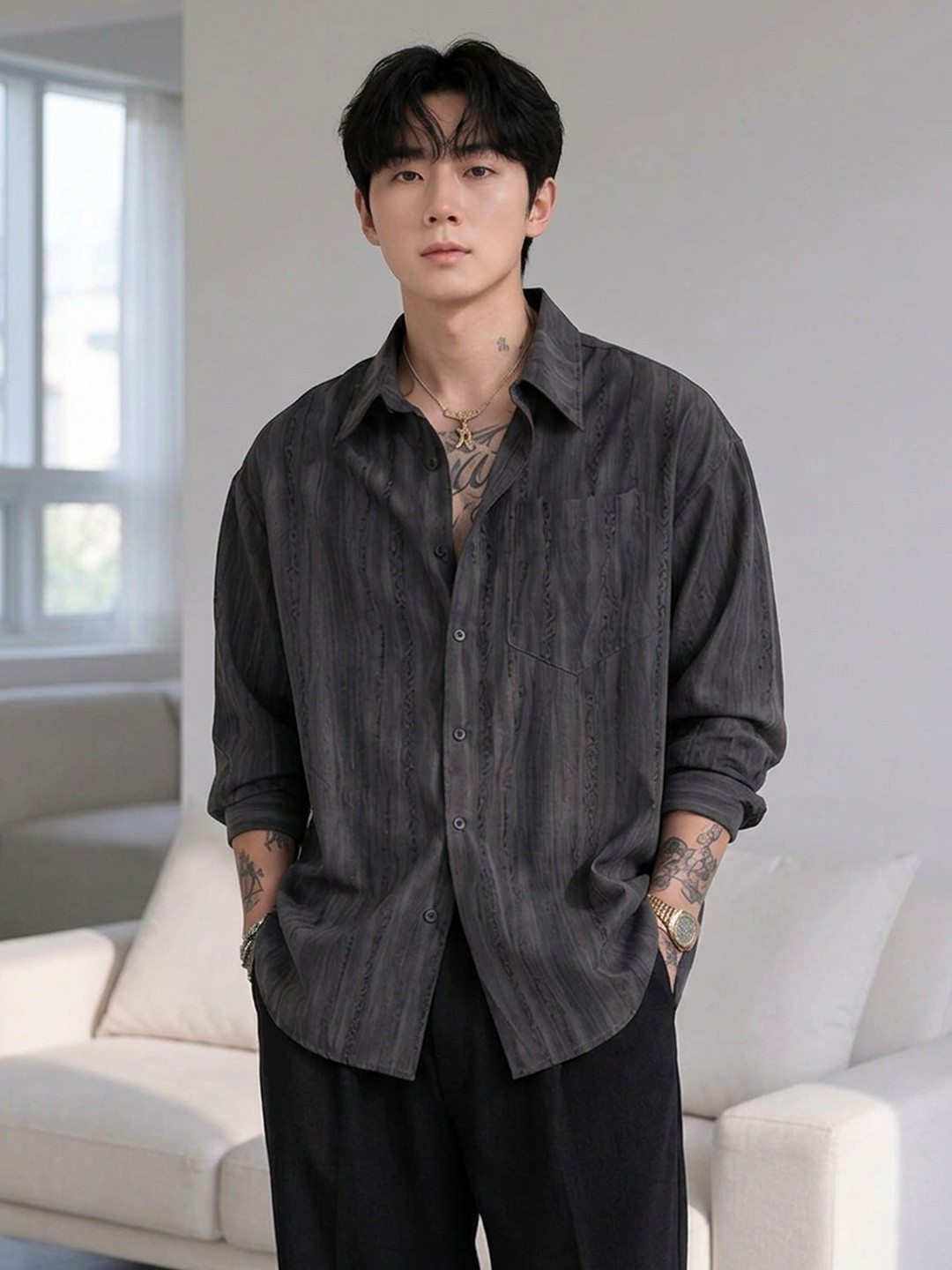 StyleCast Men Striped Casual Shirt - Image 1