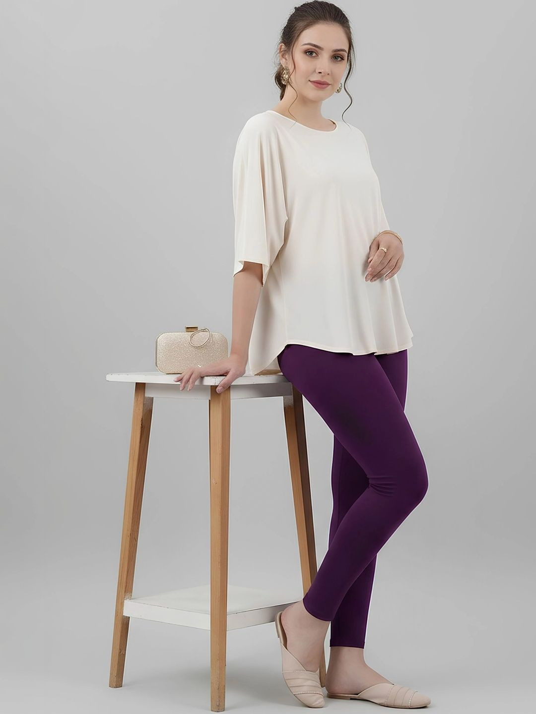 COLRINA Women Solid Cotton Blend Ankle Length Leggings